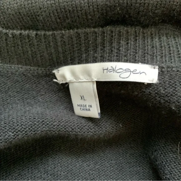 Nordstrom Halogen Black Bedazzled Blue Green Lip Beaded Sweater sz XL - Picture 4 of 7